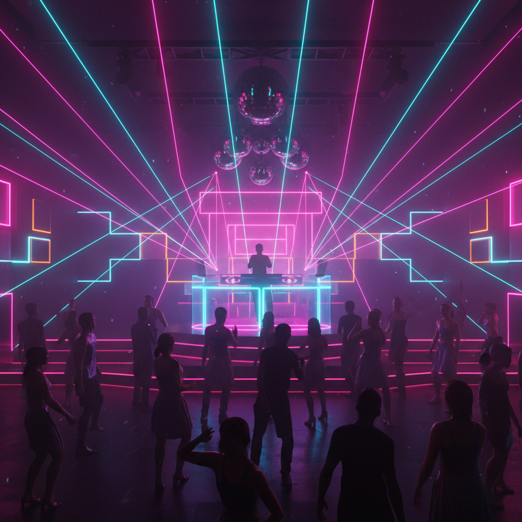 $NIGHTCLUB neon interior — the floor